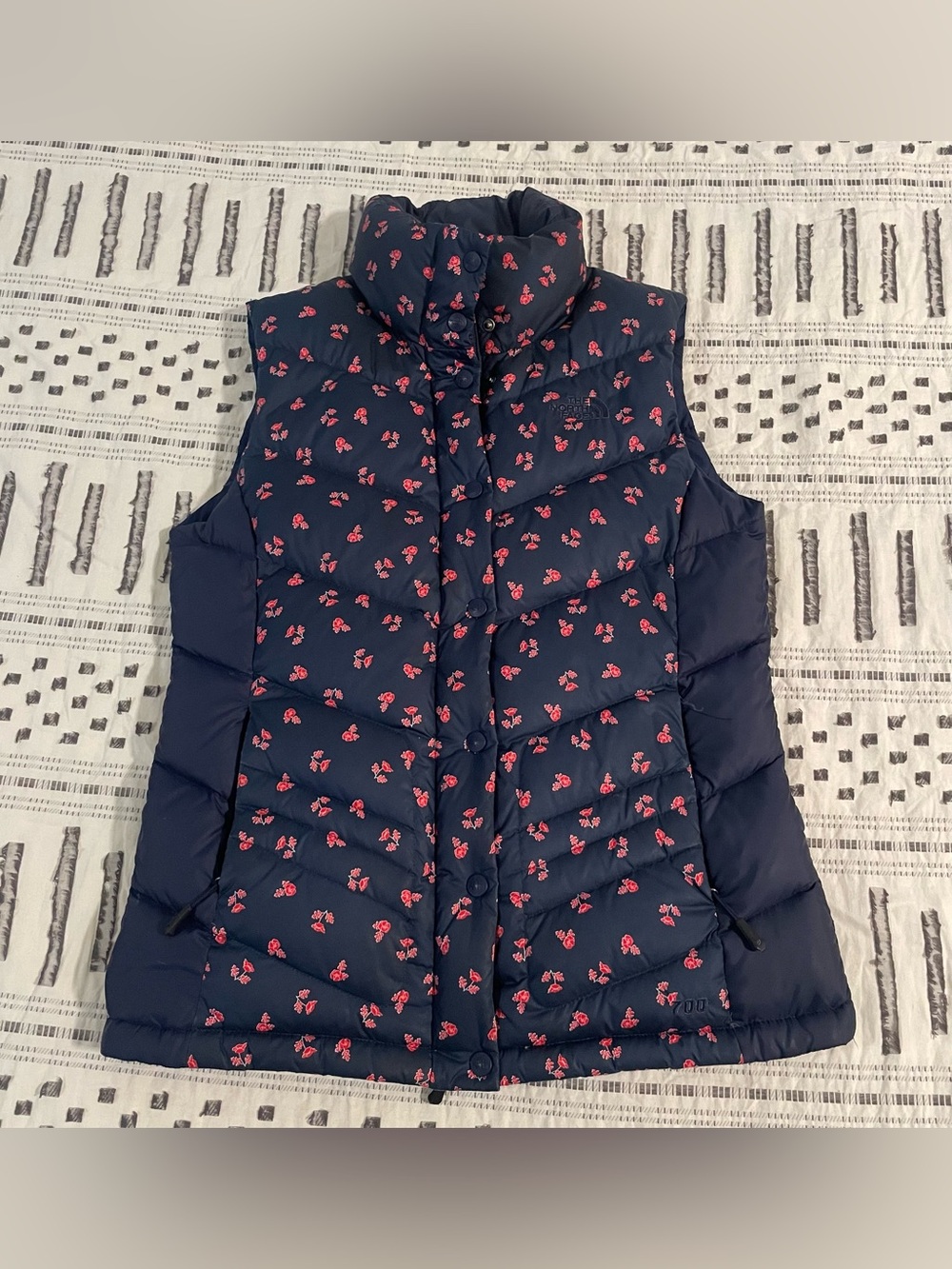 The North Face Navy Floral Puffer Vest
